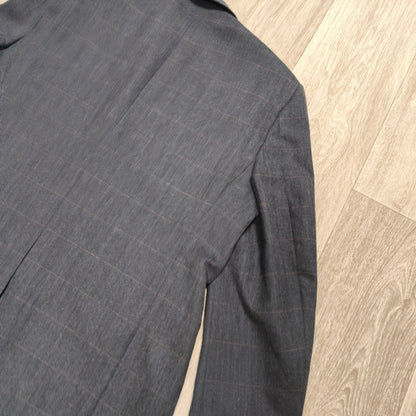 A.W. DUNMORE Mens Plaid Check Blazer Jacket Size 56 EU Charcoal Grey Sport Coat