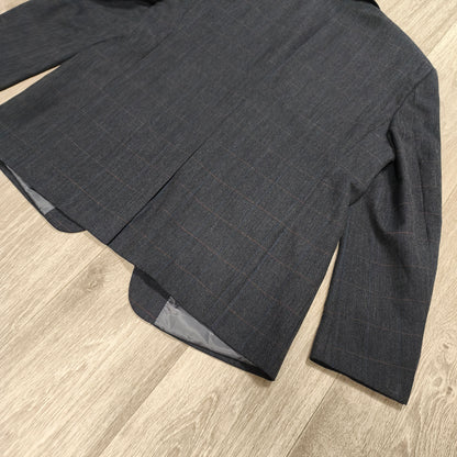 A.W. DUNMORE Mens Plaid Check Blazer Jacket Size 56 EU Charcoal Grey Sport Coat