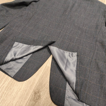 A.W. DUNMORE Mens Plaid Check Blazer Jacket Size 56 EU Charcoal Grey Sport Coat