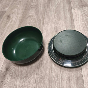 Vintage Salter Mechanical Kitchen Scales 4kg Dark Green Retro Bowl Weighing Set