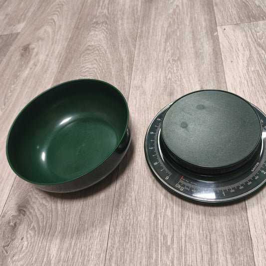 Vintage Salter Mechanical Kitchen Scales 4kg Dark Green Retro Bowl Weighing Set