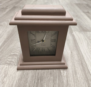 Farrington Wooden Mantel Clock Pink Roman Numerals Quartz Shabby Chic