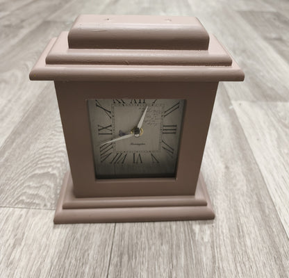 Farrington Wooden Mantel Clock Pink Roman Numerals Quartz Shabby Chic