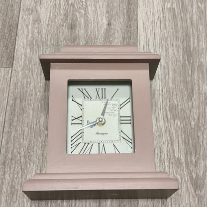 Farrington Wooden Mantel Clock Pink Roman Numerals Quartz Shabby Chic