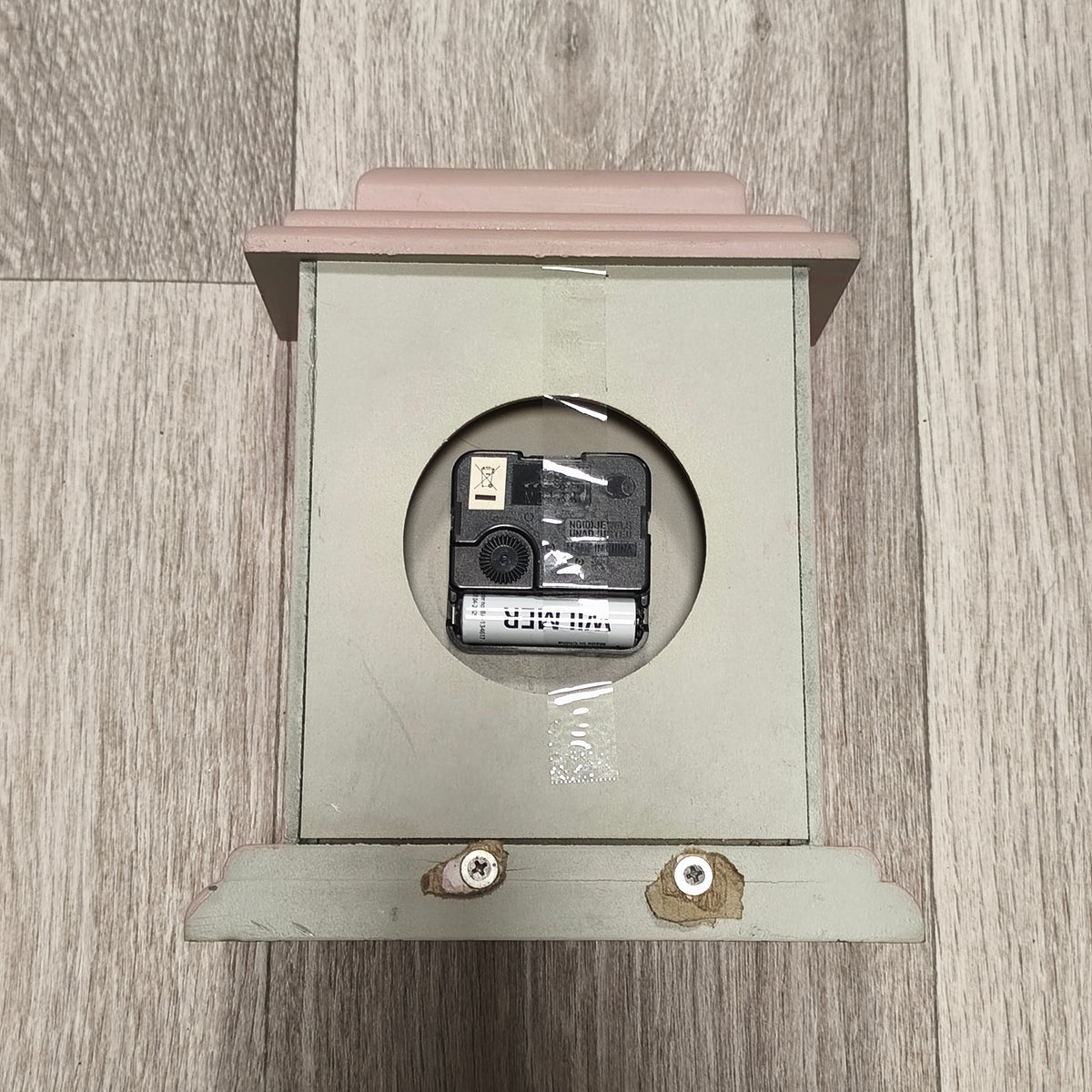 Farrington Wooden Mantel Clock Pink Roman Numerals Quartz Shabby Chic