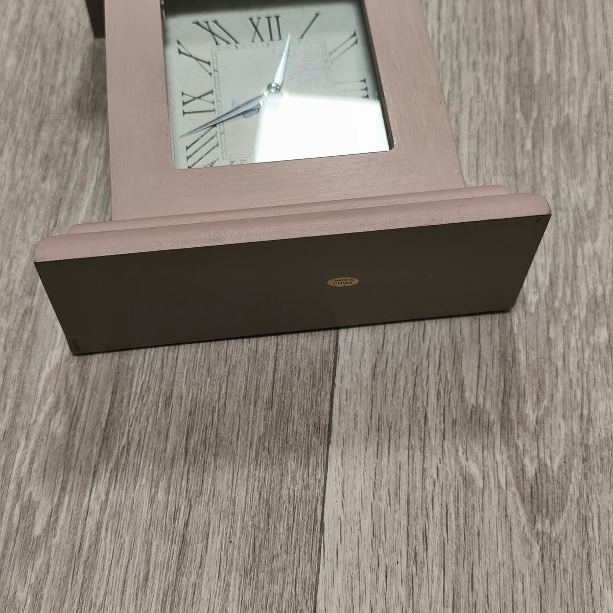 Farrington Wooden Mantel Clock Pink Roman Numerals Quartz Shabby Chic