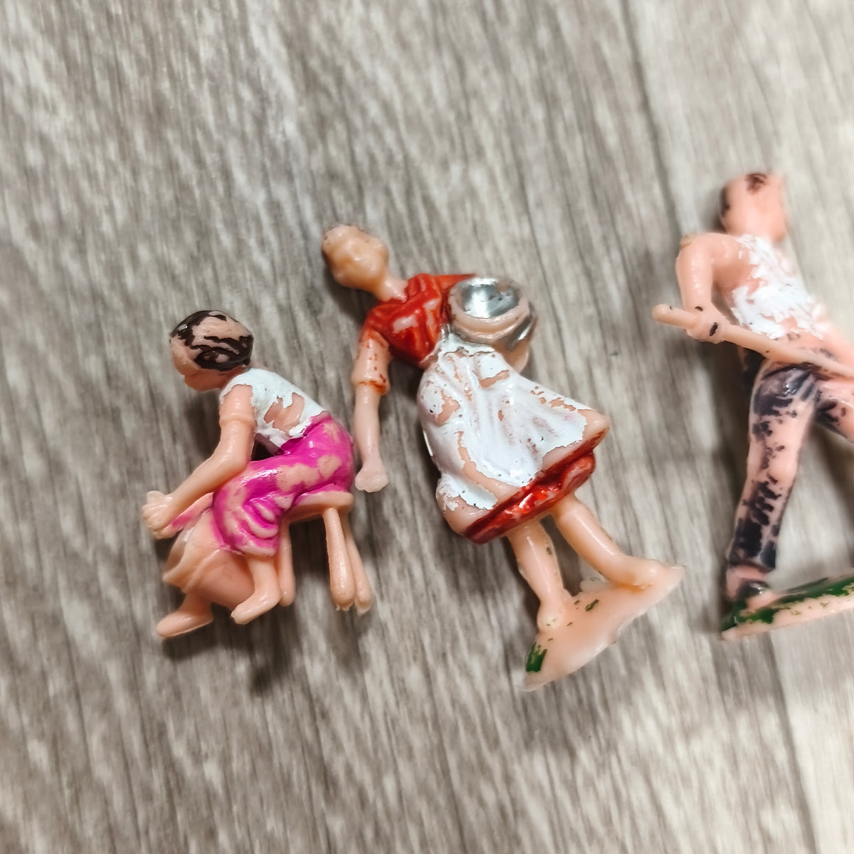 Vintage Hand Painted Plastic Miniature Figures Lot Farm Workers Village People