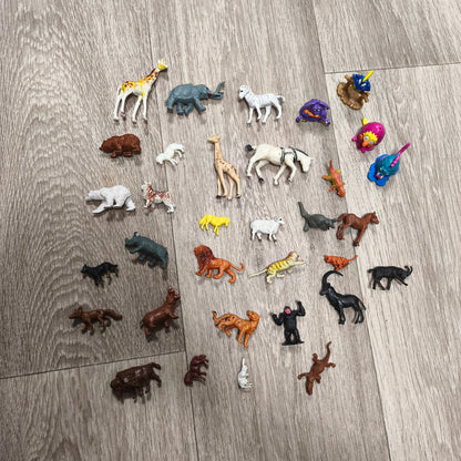 Vintage Mini Plastic Toy Animal Figurines Lot Safari Wild Zoo Farm Animals