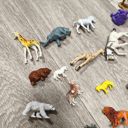 Vintage Mini Plastic Toy Animal Figurines Lot Safari Wild Zoo Farm Animals