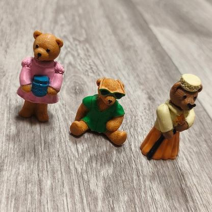 Vintage 1995 M.E.G. Miniature Teddy Bear Figurines Lot of 3 Mini Figures