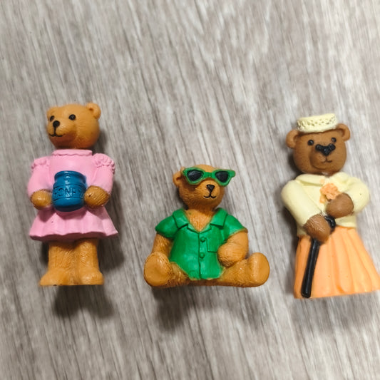 Vintage 1995 M.E.G. Miniature Teddy Bear Figurines Lot of 3 Mini Figures