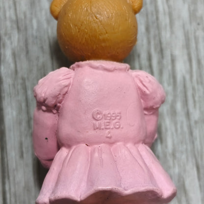 Vintage 1995 M.E.G. Miniature Teddy Bear Figurines Lot of 3 Mini Figures