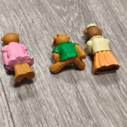 Vintage 1995 M.E.G. Miniature Teddy Bear Figurines Lot of 3 Mini Figures