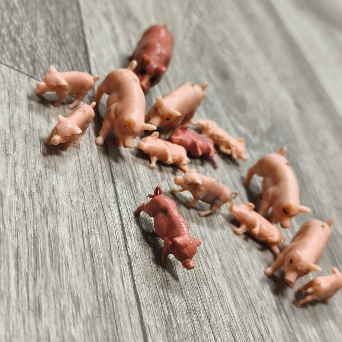 Lot of Vintage Miniature Plastic Pig Figurines Farm Animal Toy Figures