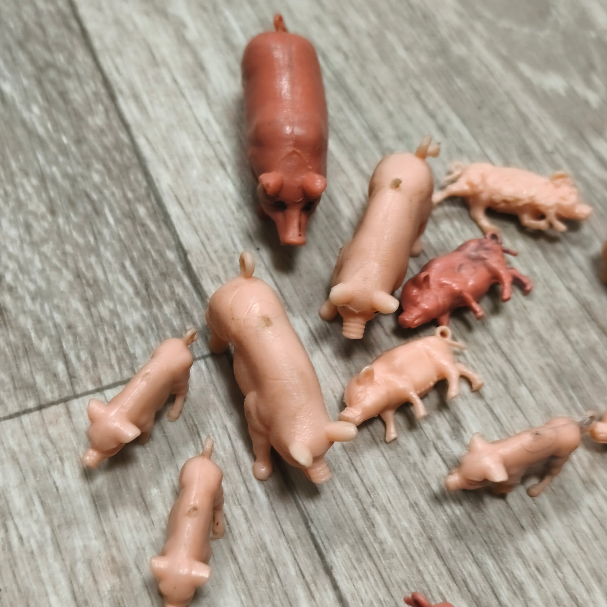 Lot of Vintage Miniature Plastic Pig Figurines Farm Animal Toy Figures
