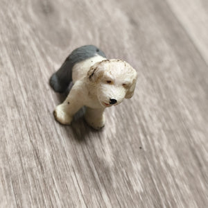 Vintage 1993 Old English Sheepdog Dog Figure Toy Figurine Grey White