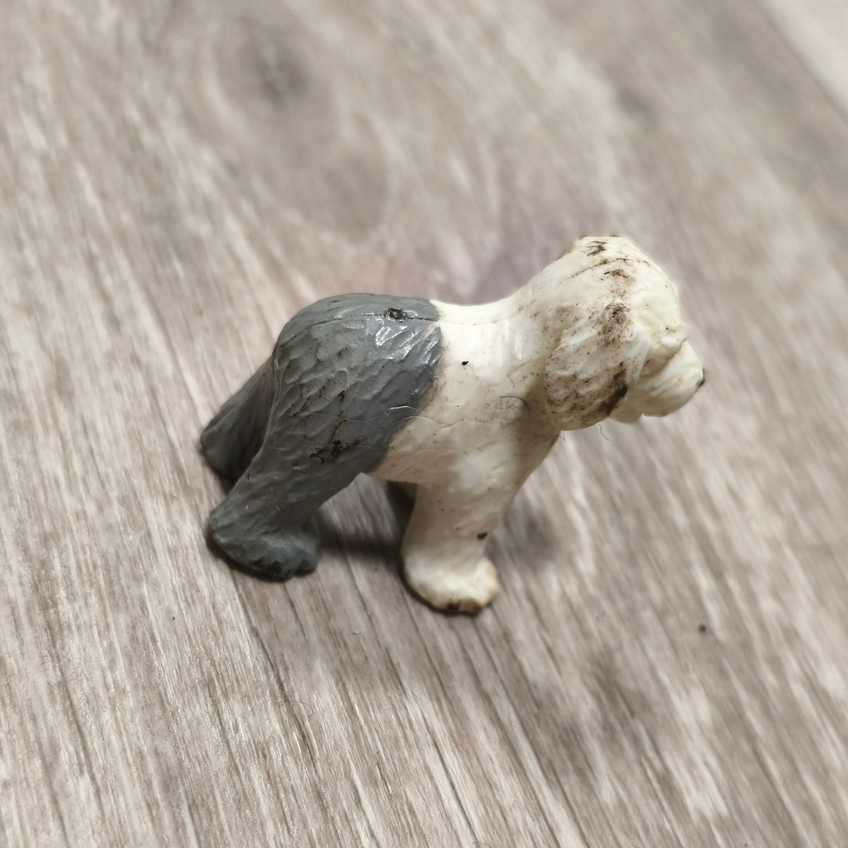 Vintage 1993 Old English Sheepdog Dog Figure Toy Figurine Grey White