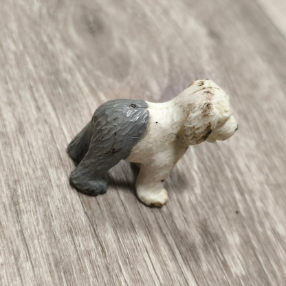 Vintage 1993 Old English Sheepdog Dog Figure Toy Figurine Grey White