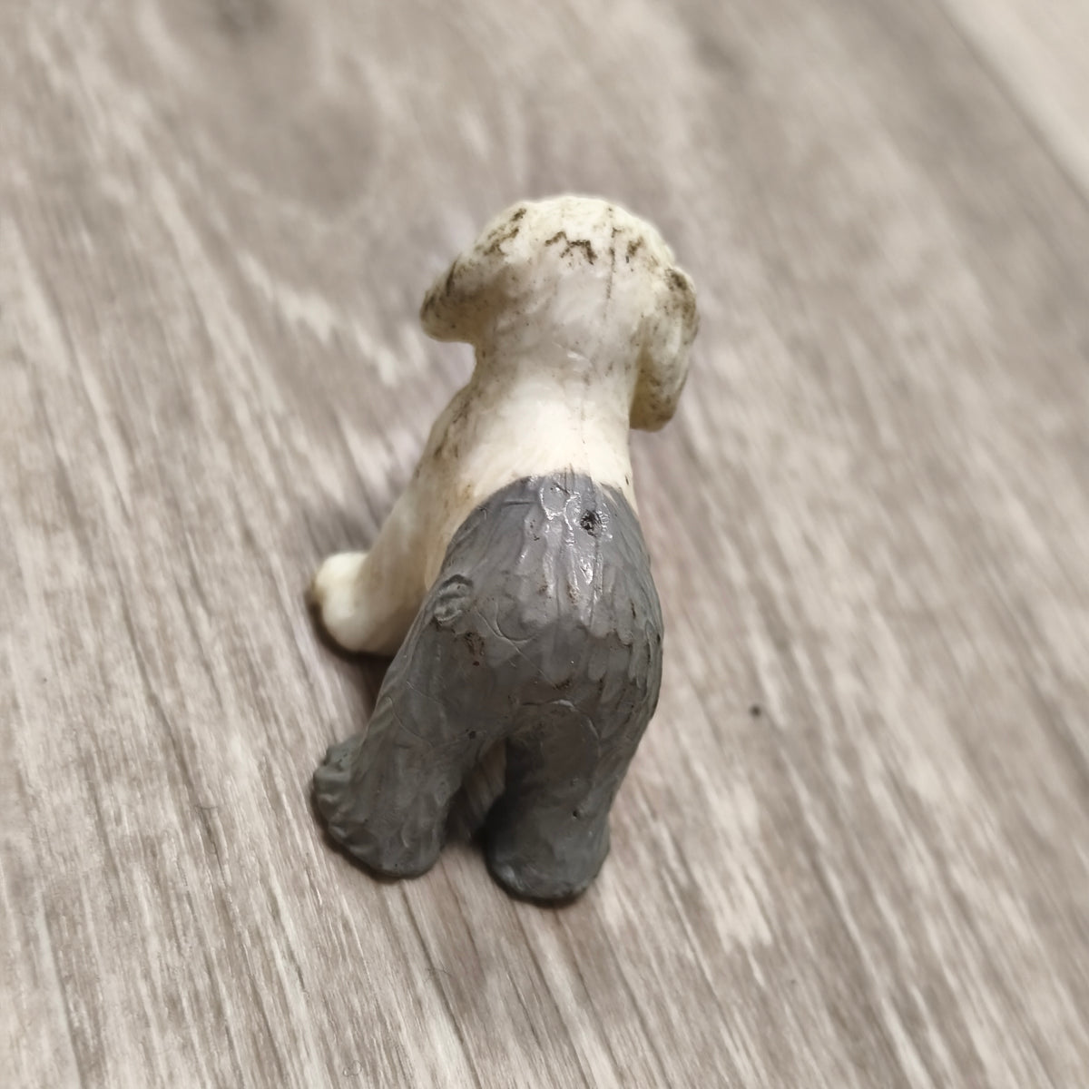 Vintage 1993 Old English Sheepdog Dog Figure Toy Figurine Grey White