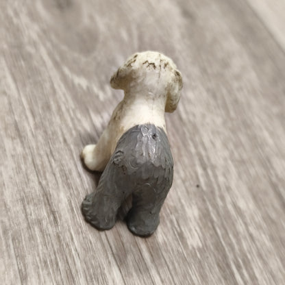 Vintage 1993 Old English Sheepdog Dog Figure Toy Figurine Grey White