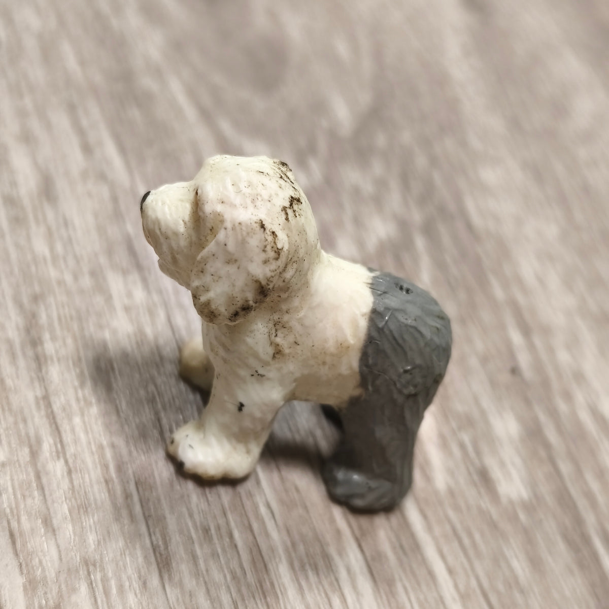Vintage 1993 Old English Sheepdog Dog Figure Toy Figurine Grey White