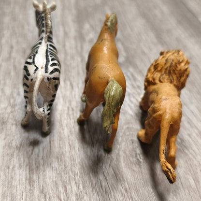 Vintage Britains Ltd Plastic Animal Figures Lot Lion Zebra Horse 1970s England