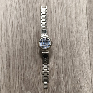 PELEX Quartz Blue Dial Stainless Steel Back Water Resistant Watch Cage Detail