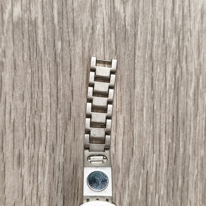 PELEX Quartz Blue Dial Stainless Steel Back Water Resistant Watch Cage Detail