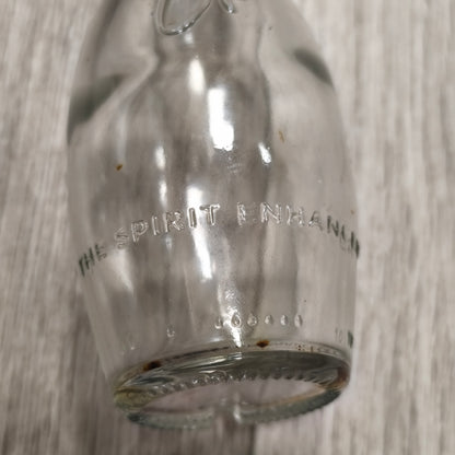 Vintage Clear Glass Embossed Bottle The Spirit Enhancer Collectible Display Glass