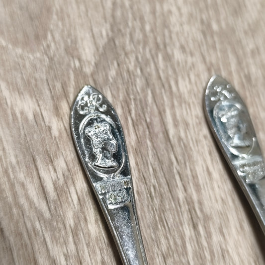 Vintage Queen Elizabeth II Coronation 1953 Souvenir Teaspoons Set of 3 Chrome