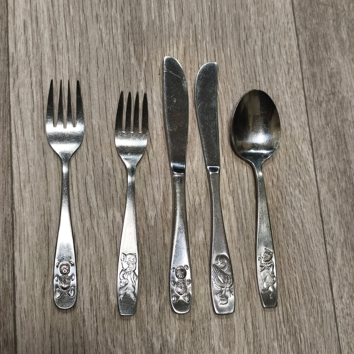 Viners Stainless Steel Korea Children Vintage Cutlery Flatware Set Teddy Bear