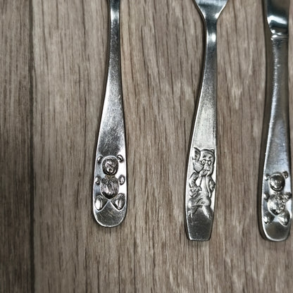 Viners Stainless Steel Korea Children Vintage Cutlery Flatware Set Teddy Bear