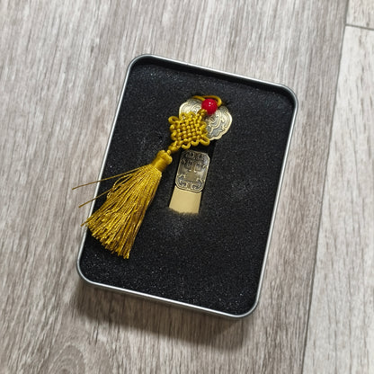 Chinese Style Brass Metal USB Flash Drive 32GB (29.2GB) NPUST Taiwan Tassel Tin