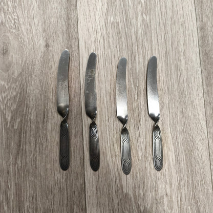 4x Vintage George Clark Sheffield Stainless Volito Butter Knives Spreaders