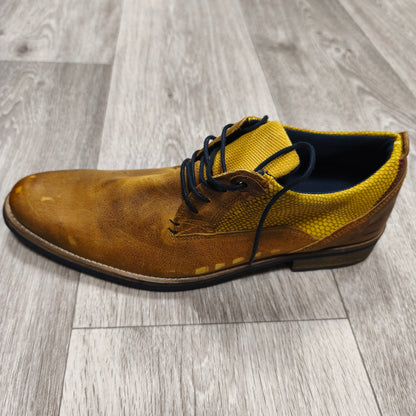STARC Mens EU 42 Tan Yellow Leather Derby Shoes Handcrafted Oxfords Lace Up