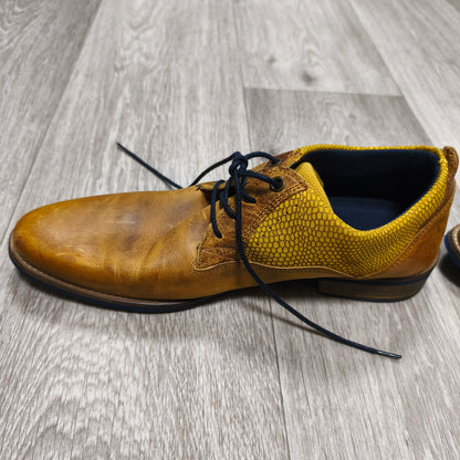 STARC Mens EU 42 Tan Yellow Leather Derby Shoes Handcrafted Oxfords Lace Up
