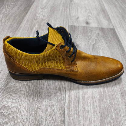 STARC Mens EU 42 Tan Yellow Leather Derby Shoes Handcrafted Oxfords Lace Up