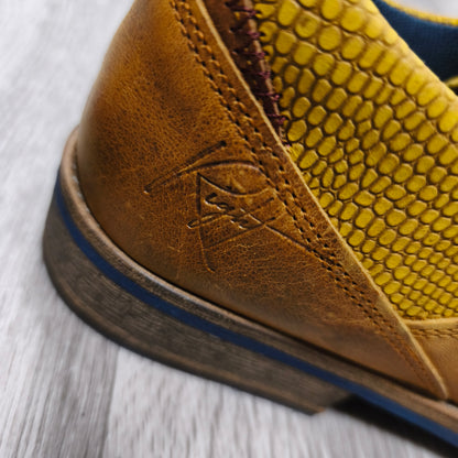 STARC Mens EU 42 Tan Yellow Leather Derby Shoes Handcrafted Oxfords Lace Up