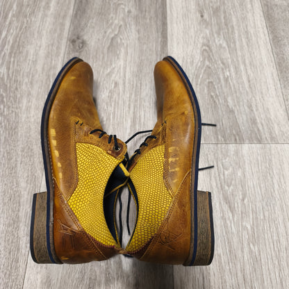 STARC Mens EU 42 Tan Yellow Leather Derby Shoes Handcrafted Oxfords Lace Up
