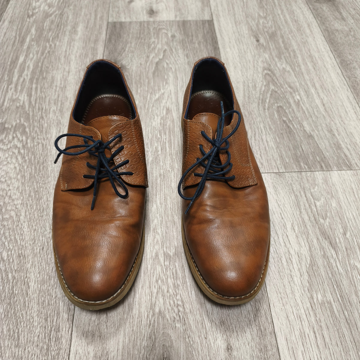 IOUASSU Trade Mens Derby Shoes Size EU 42 Brown Textured Lace Up Casual Oxfords