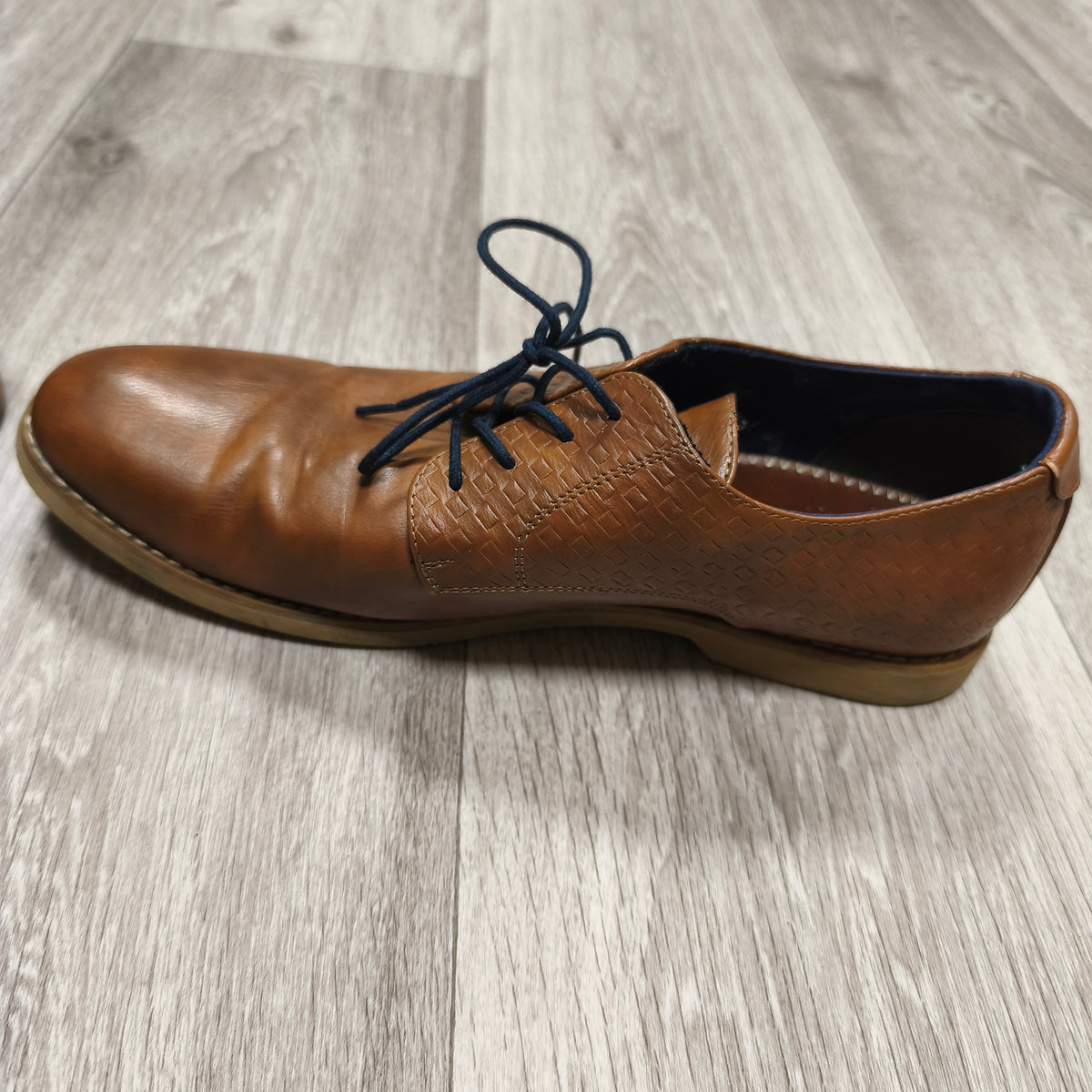 IOUASSU Trade Mens Derby Shoes Size EU 42 Brown Textured Lace Up Casual Oxfords