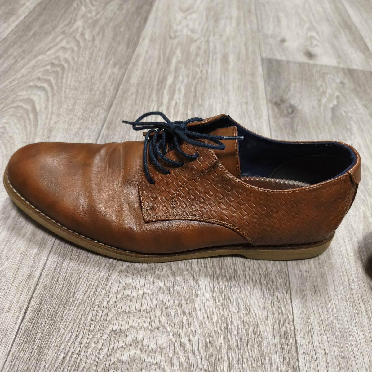 IOUASSU Trade Mens Derby Shoes Size EU 42 Brown Textured Lace Up Casual Oxfords