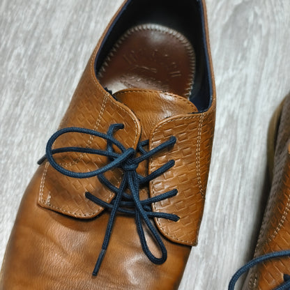IOUASSU Trade Mens Derby Shoes Size EU 42 Brown Textured Lace Up Casual Oxfords