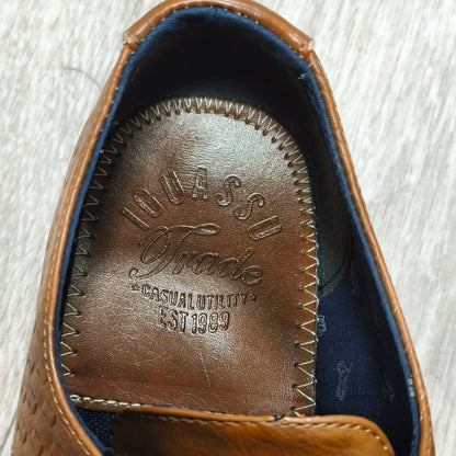 IOUASSU Trade Mens Derby Shoes Size EU 42 Brown Textured Lace Up Casual Oxfords