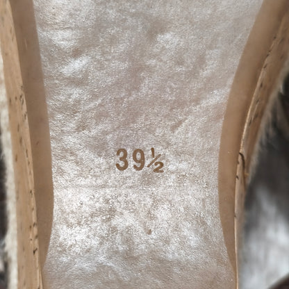 Prada Brown Leather Cork Wedge Espadrille Sandals Ankle Strap Heels Size 39.5