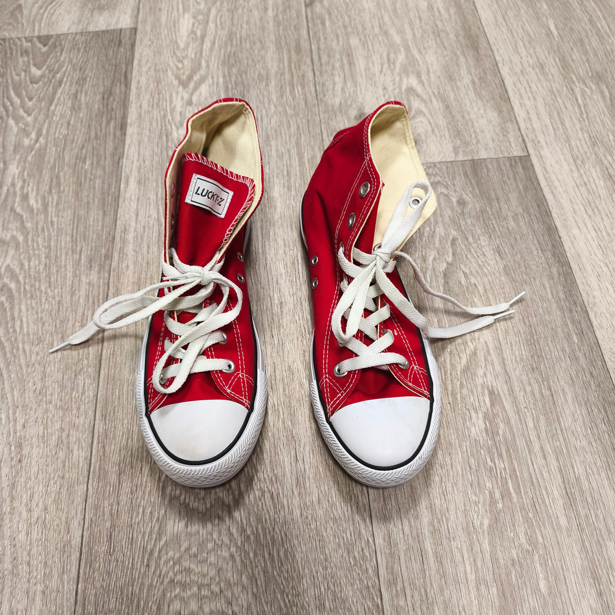 LUCKY-Z Red Canvas High Top Sneakers Shoes Lace Up Size EU 41