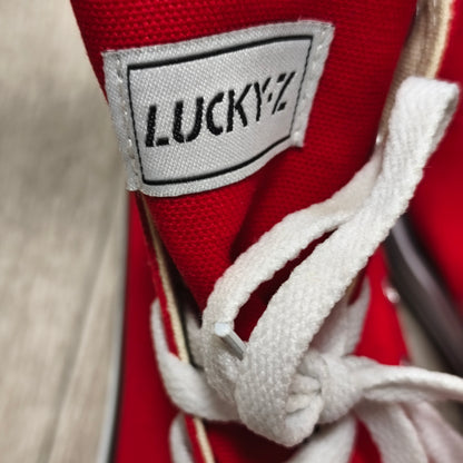 LUCKY-Z Red Canvas High Top Sneakers Shoes Lace Up Size EU 41