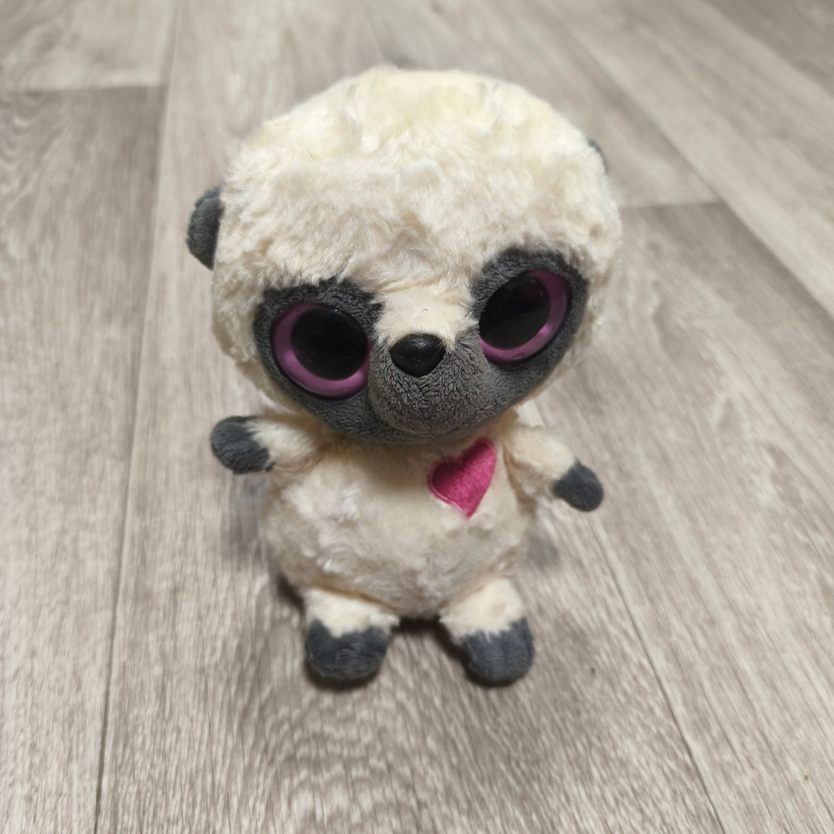 YooHoo & Friends Lemur Plush Big Eyes Long Striped Tail Heart Plush Toy
