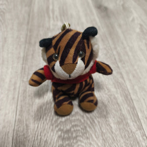 Plush Tiger Keychain Mini Stuffed Animal Tiger Clip Backpack Charm Brown Black