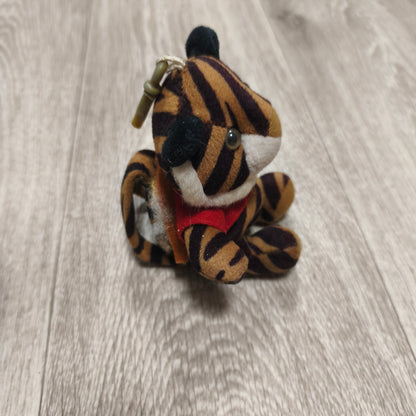 Plush Tiger Keychain Mini Stuffed Animal Tiger Clip Backpack Charm Brown Black